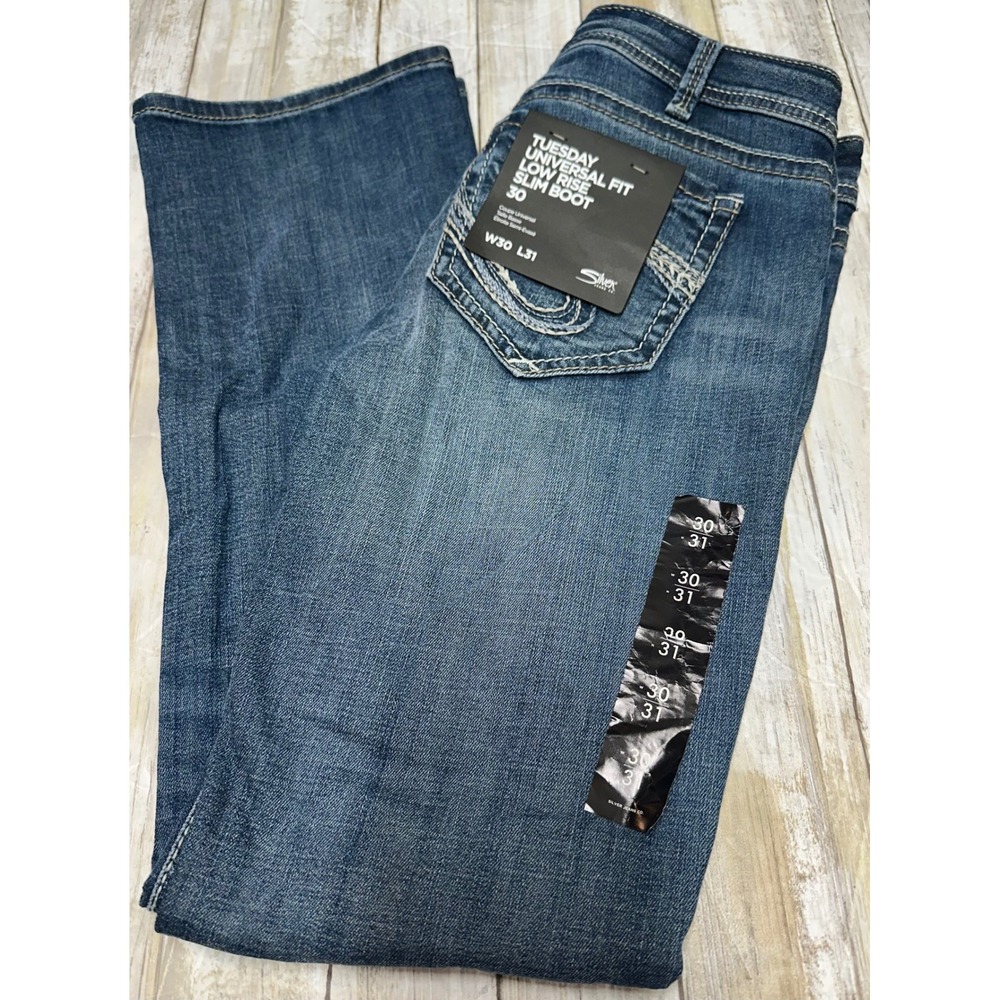 Silver Jeans Co Tuesday Low Rise Slim Boot Indigo Jeans W30‎ L31(actual 28x29)